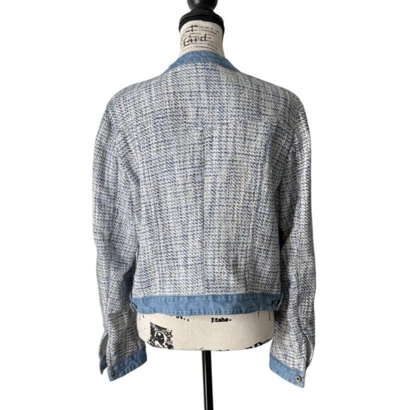 Marc Cain Womens Tweed and Denim Blazer Jacket Button-Up Blue Size 6 - Picture 3 of 7